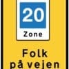 Folk på vejen skilt